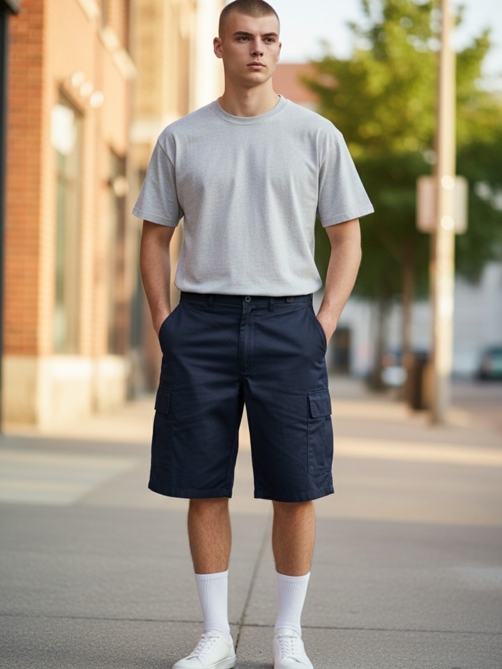Galaxy by Harvic Navy Blue Cargo Shorts - Men's Size 34 - EUC